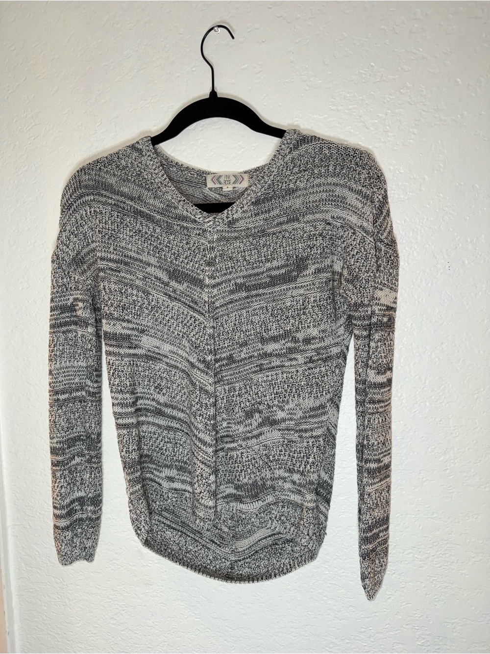 Pink Rose Gray Marled V-Neck Sweater